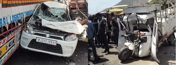 उदयपुर हाईवे पर किलर टैंकर का तांडव : बेकाबू होकर 12 वाहनों को रौंदा, कार-बाइक के उड़े परखच्चे, नेशनल हाईवे पर मची चीख-पुकार